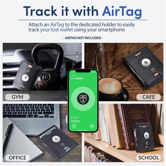 AirTag* Wallet Mens Wallet with Money Clip Air Tag Wallet Card Holder - Picture 2 of 7